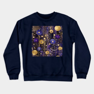 Blue and Gold Abstract Flower Garden After Klimt Crewneck Sweatshirt